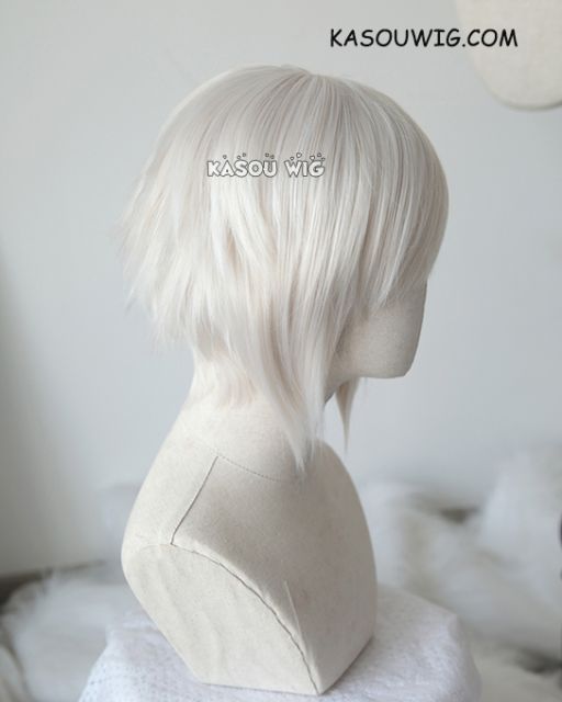 D. Gray-man Allen Walker short pearl white side parted cosplay wig . SP05