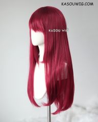 L-2 / KA043 Carmine red 75cm long straight wig . Heating Resistant fiber