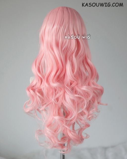 L-1 / SP12 pastel pink 75cm long curly wig . Tangle Resistant fiber