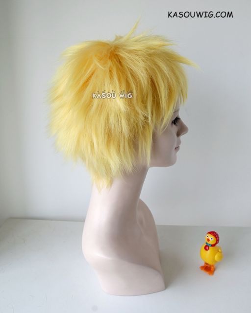 Uzumaki short spiky bright yellow cosplay wig