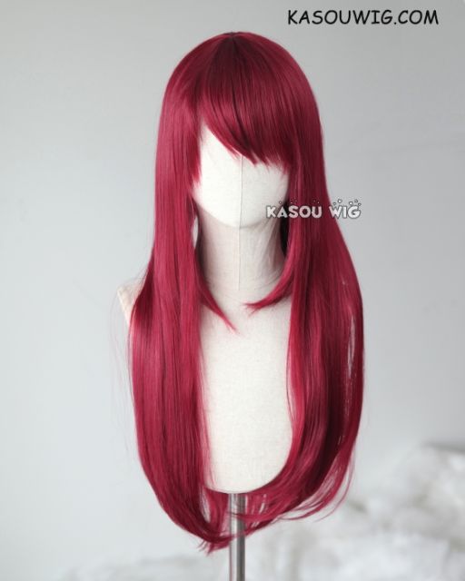 L-2 / KA043 Carmine red 75cm long straight wig . Heating Resistant fiber