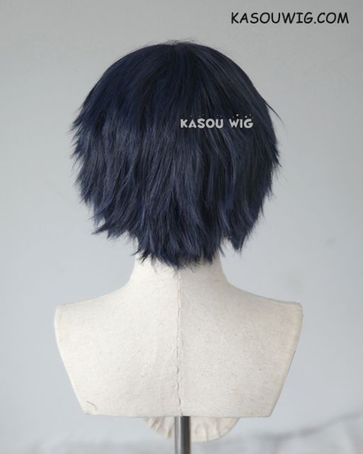 S-1 / SP10  >>31cm / 12.2"  short  dark blue layered wig, easy to style,Hiperlon fiber