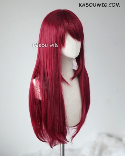 L-2 / KA043 Carmine red 75cm long straight wig . Heating Resistant fiber