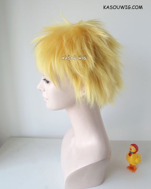 Uzumaki short spiky bright yellow cosplay wig