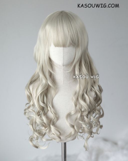 L-1 / SP27 light ash blonde 75cm long curly wig . Hiperlon fiber