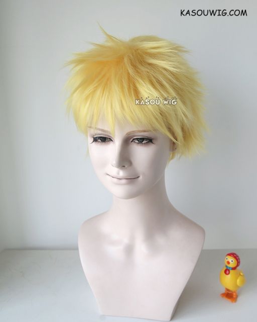 Uzumaki short spiky bright yellow cosplay wig