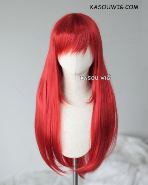 L-2 / KA042 apple red  75cm long straight wig . Heating Resistant fiber