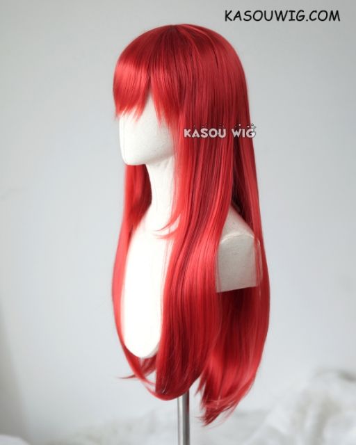 L-2 / KA042 apple red  75cm long straight wig . Heating Resistant fiber