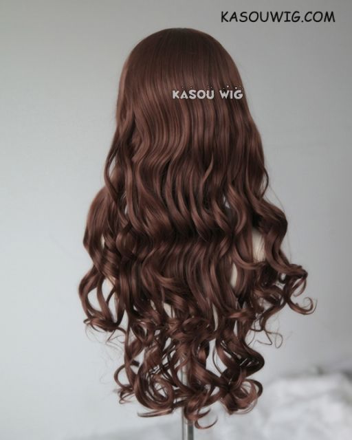 L-1 / KA027 Coffee Brown 75cm long curly wig . Hiperlon fiber