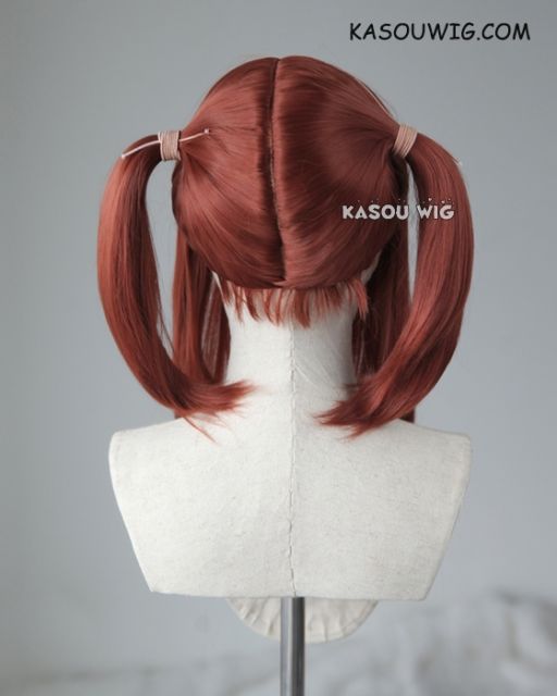 M-2 / KA044 ┇ 50CM / 19.7" Burnt umber red pigtails base wig with long bangs.