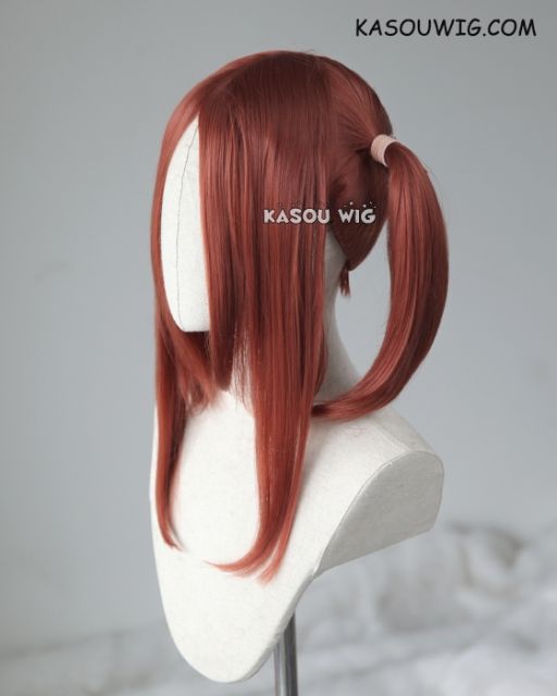 M-2 / KA044 ┇ 50CM / 19.7" Burnt umber red pigtails base wig with long bangs.