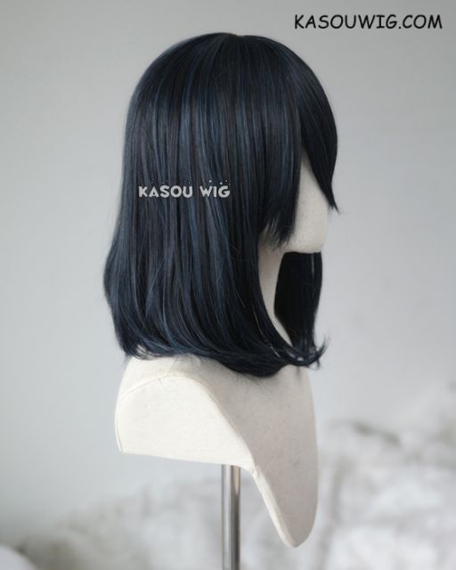 M-1/ KA052 black blue bob cosplay wig. shouder length lolita wig suitable for daily use