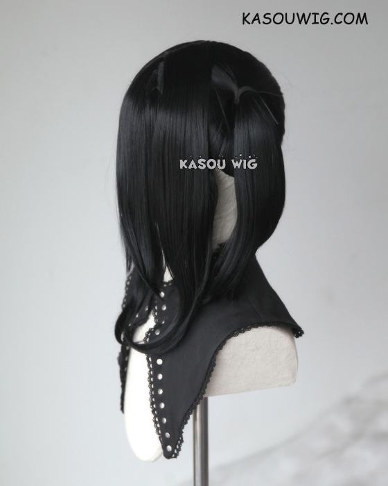 M 2 KA032 jet black pigtails base wig with long bangs