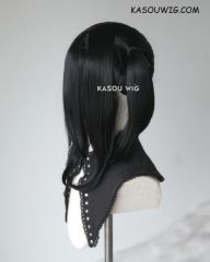M-2 / KA032 ┇ 50CM / 19.7" jet black  pigtails base wig with long bangs.