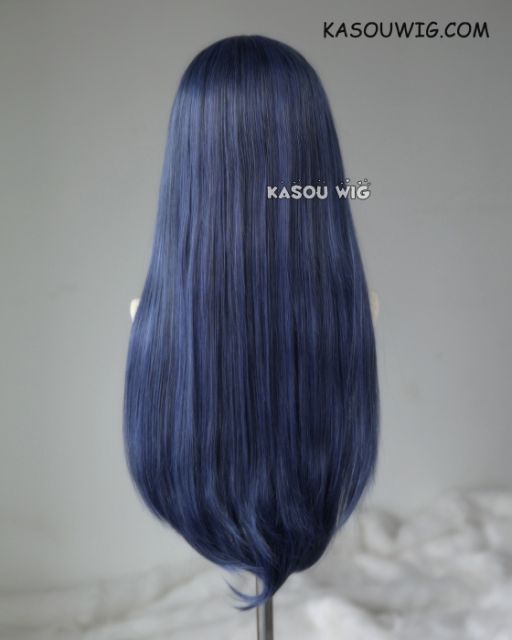 L-2 / KA051 navy blue 75cm long straight wig . Heating Resistant fiber