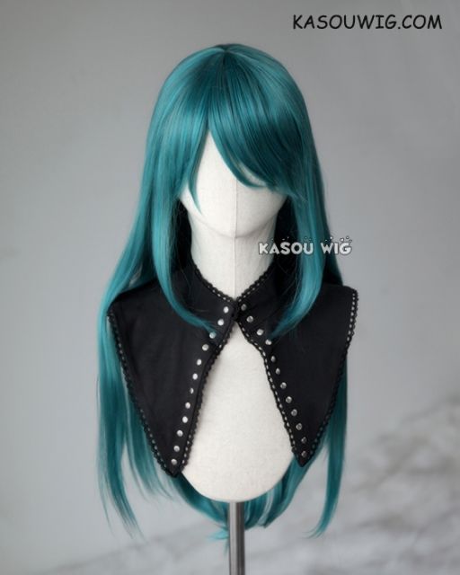 L-2 / KA064 dark green 75cm long straight wig . Heating Resistant fiber