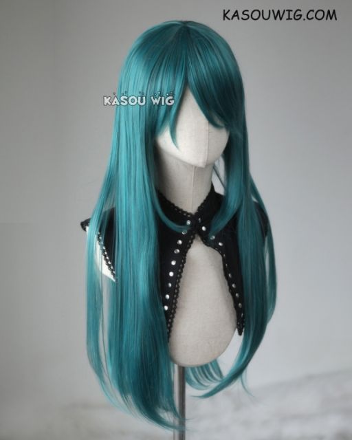 L-2 / KA064 dark green 75cm long straight wig . Heating Resistant fiber