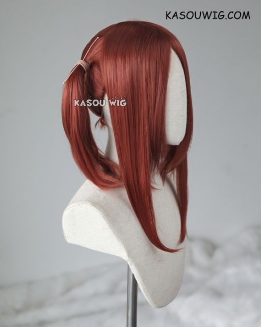 M-2 / KA044 ┇ 50CM / 19.7" Burnt umber red pigtails base wig with long bangs.