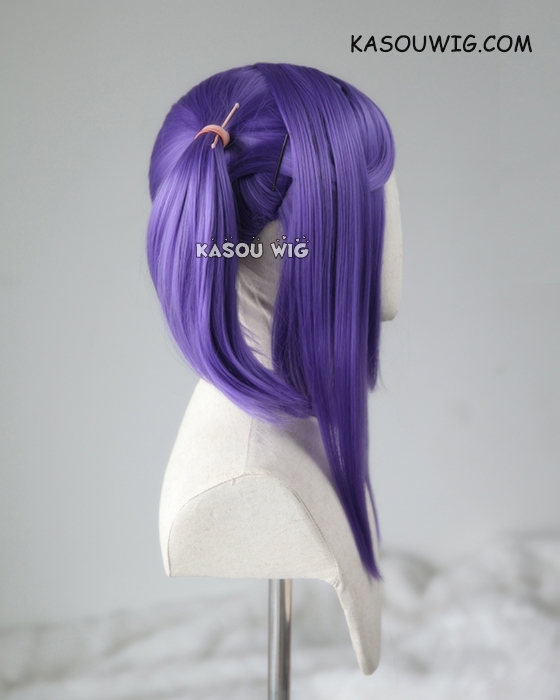 M-2 / KA057 cool purple pigtails base wig with long bangs.