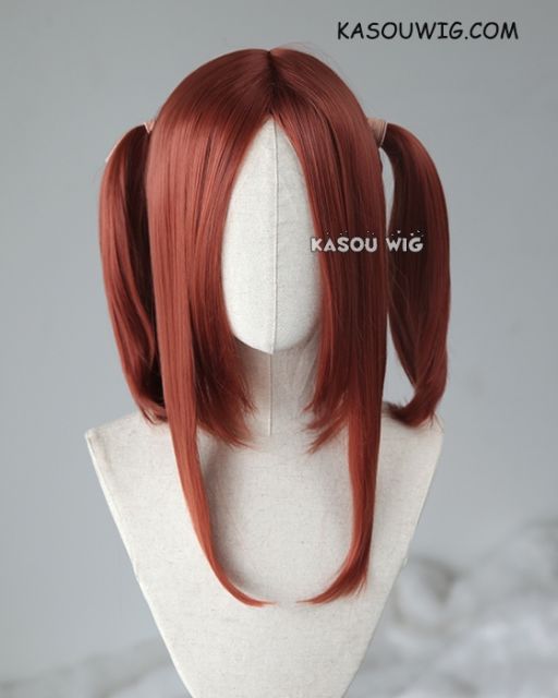 M-2 / KA044 ┇ 50CM / 19.7" Burnt umber red pigtails base wig with long bangs.