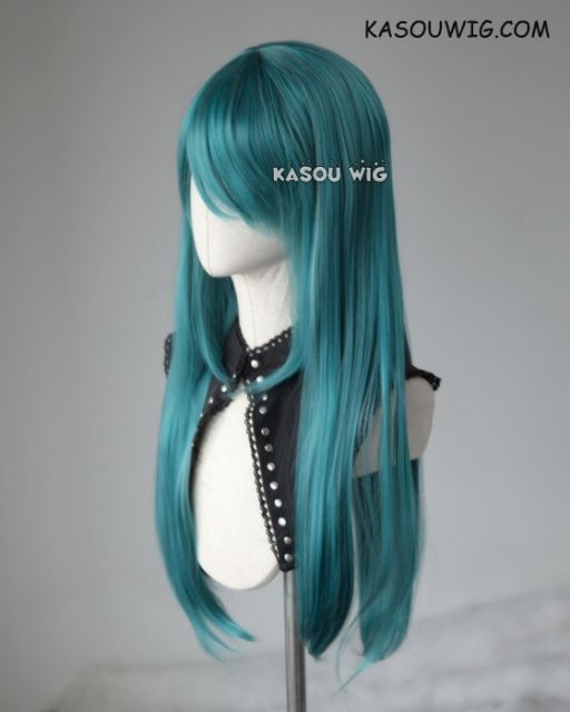 L-2 / KA064 dark green 75cm long straight wig . Heating Resistant fiber