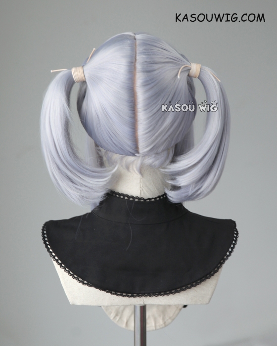 ultrider新品#ハーフwig 薄毛カバー/ＨＷＳ－001　#6MIX M-2 / SP26 silver Lavender pigtails base wig with long bangs.