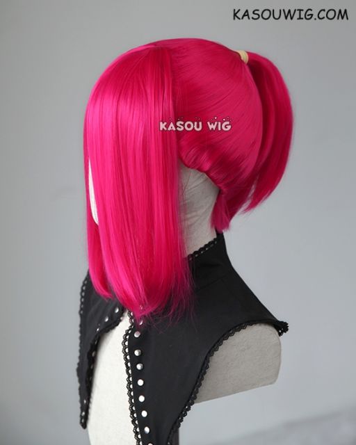 S-3 / KA038 Raspberry rose ponytail base wig with long bangs.