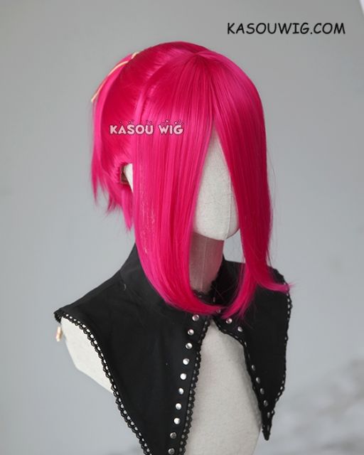 S-3 / KA038 Raspberry rose ponytail base wig with long bangs.