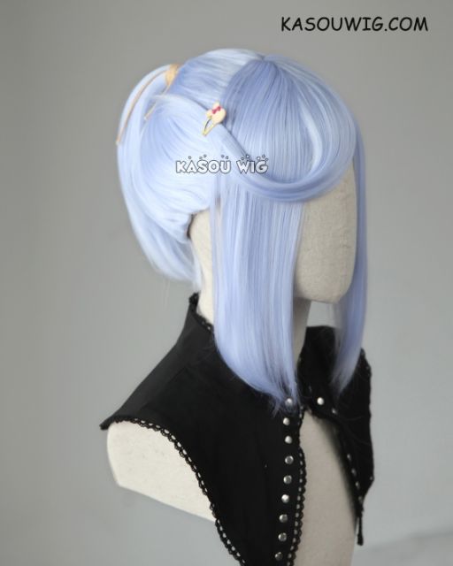 S-3 / KA054 light periwinkle ponytail base wig with long bangs.