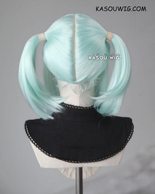M-2/ SP16 ┇ 50CM / 19.7"  pastel mint green pigtails base wig with long bangs.