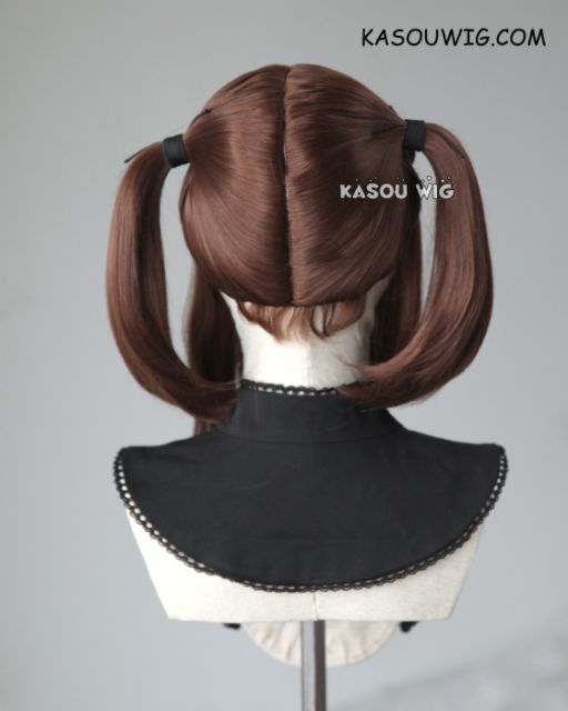 M-2 / KA027 ┇ 50CM / 19.7"  Coffee Brown  pigtails base wig with long bangs.