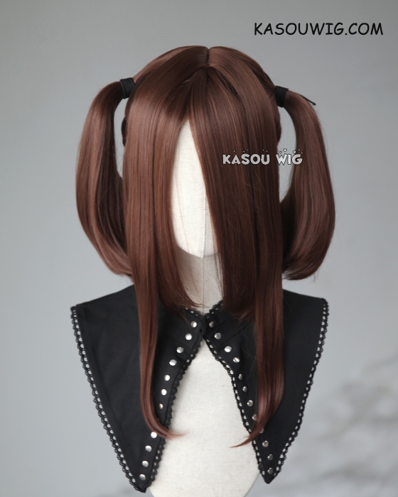 M 2 KA027 Coffee Brown pigtails base wig with long bangs