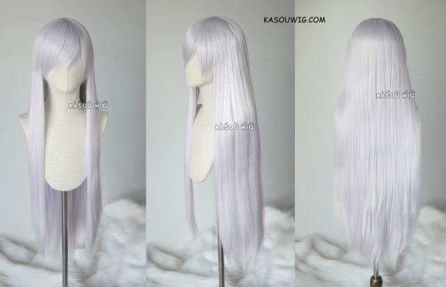 100cm / 39.5" long straight versatile silver purple cosplay wig. Kanade Tachibana . Maya Natsume