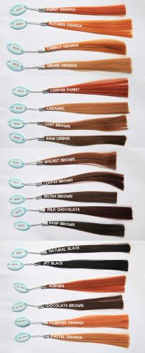 Orange, Brwon, Black color samples