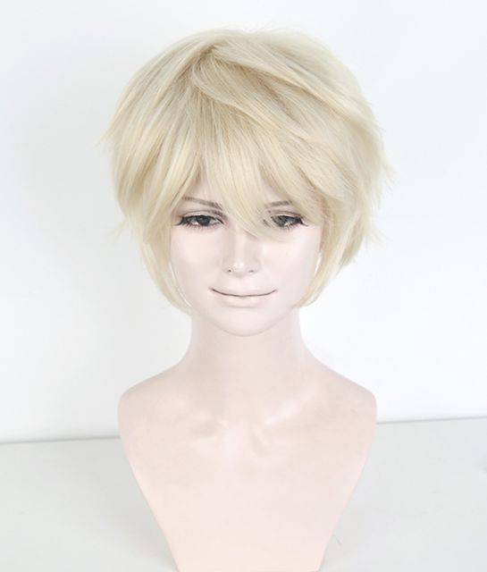 S-1 / KA006 >>31cm / 12.2" short light blonde layered wig, easy to style,Hiperlon fiber