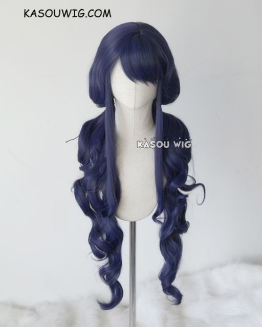 100cm / 39.5" Masamune-kun no Revenge Aki Adagaki midnight blue curly pigtails cosplay wig . SP14