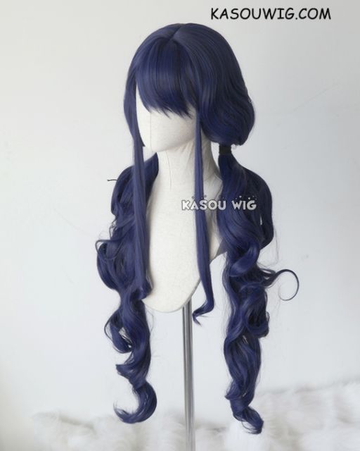 100cm / 39.5" Masamune-kun no Revenge Aki Adagaki midnight blue curly pigtails cosplay wig . SP14