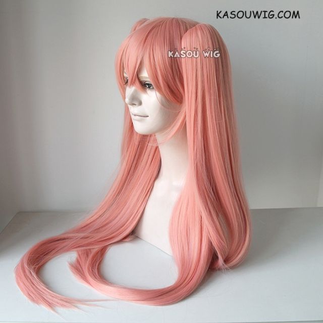 100cm / 39.5" Owari no Seraph Krul Tepes long peach pink cosplay wig , two 60cm long straight clips