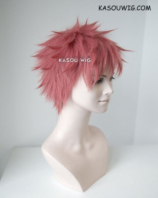 Owari no Seraph Shiho Kimizuki short spiky coral ash pink cosplay wig