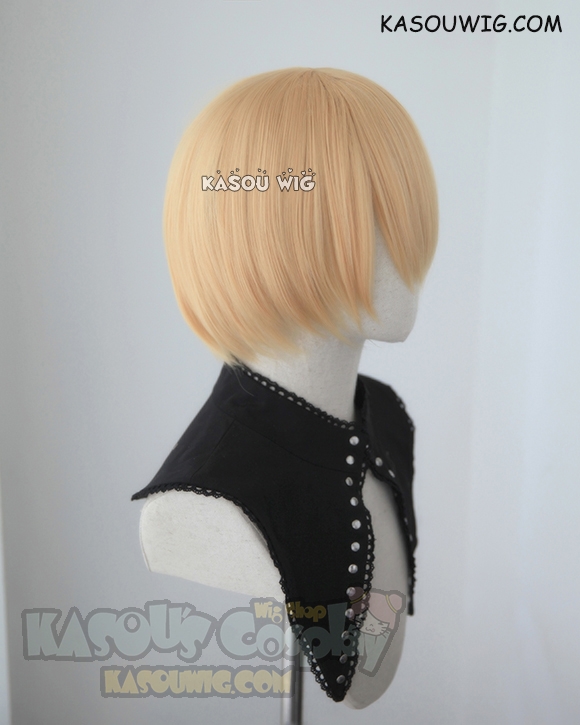 S-2 / SP23 light peach short bob smooth cosplay wig with long bangs ...