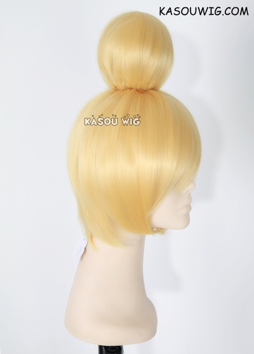 Tinkerbell short blonde cosplay wig with cute bun on top