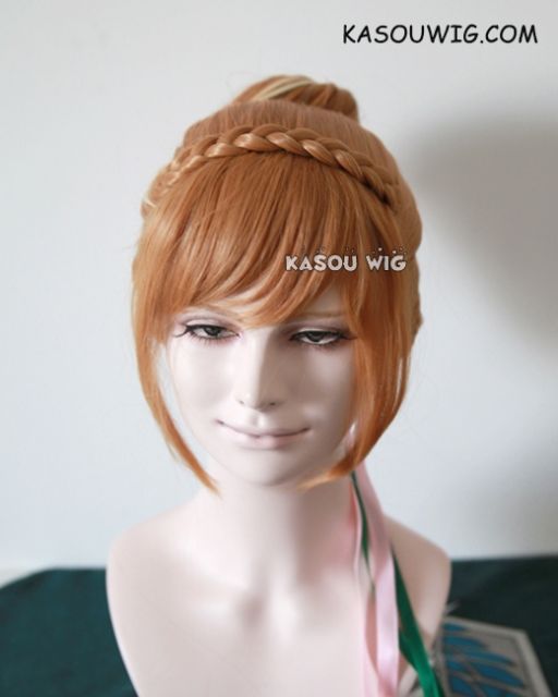 Disney Movie Frozen Queen Anna updo honey brown with pre-styled cosplay wig with bun