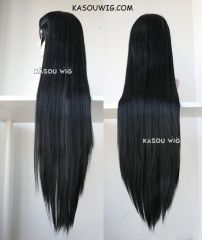 L-4 KA032 long straight versatile jet black cosplay wig  100cm / 39.5"