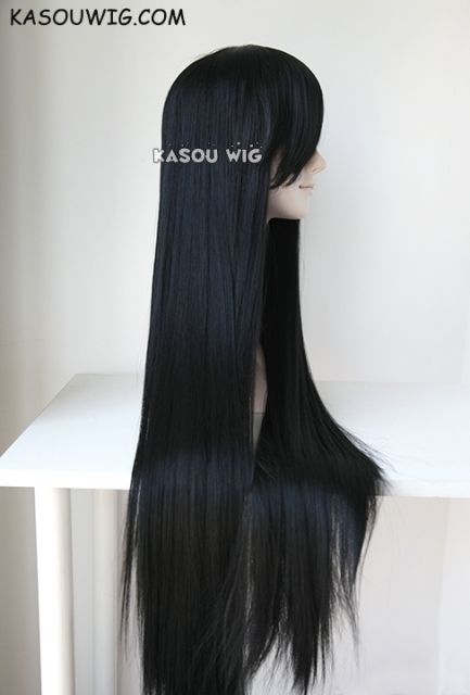 L-4 KA032 long straight versatile jet black cosplay wig  100cm / 39.5"