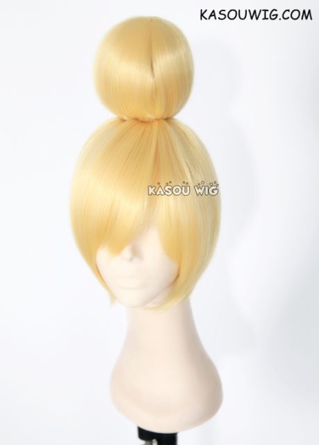 Tinkerbell short blonde cosplay wig with cute bun on top