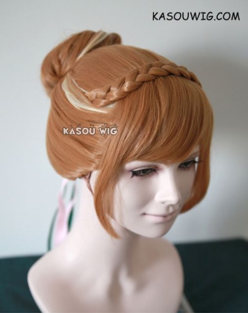 Disney Movie Frozen Queen Anna updo honey brown with pre-styled cosplay wig with bun