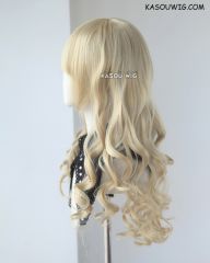 L-1 /  KA009 Beach Blonde 75cm long curly wig . Hiperlon fiber