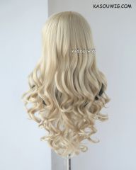 L-1 /  KA009 Beach Blonde 75cm long curly wig . Hiperlon fiber