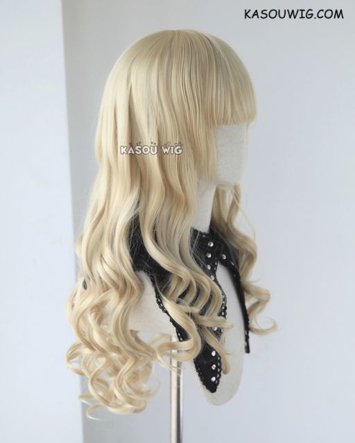 L-1 /  KA009 Beach Blonde 75cm long curly wig . Hiperlon fiber