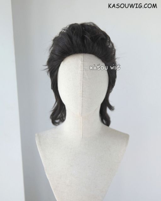 Final Fantasy XV / FF XV  Gladiolus Amicitia 43cm long black brown all back messy hair cosplay wig